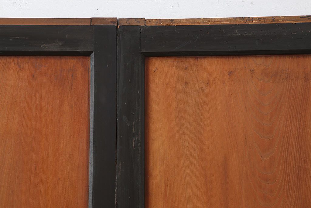 アンティーク建具　明治大正期　上品な和の雰囲気作りにおすすめの板戸4枚セット(帯戸、引き戸)(R-043927)