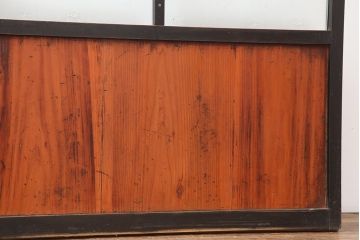 アンティーク建具　明治大正期　レトロガラス入り　格子入り障子戸2枚セット(引き戸、ガラス帯戸)(R-043930)