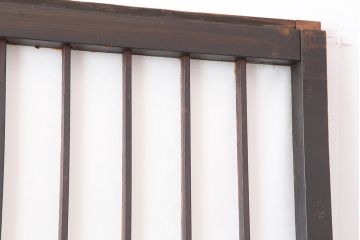アンティーク建具　明治大正期　レトロガラス入り　格子入り障子戸2枚セット(引き戸、ガラス帯戸)(R-043930)