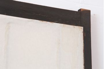 アンティーク建具　明治大正期　レトロガラス入り　格子入り障子戸2枚セット(引き戸、ガラス帯戸)(R-043930)