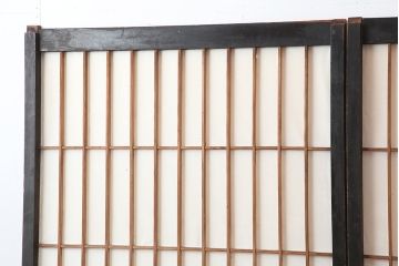 アンティーク建具　大正期　和の風情漂う格子入り障子戸2枚セット(引き戸)(R-043931)