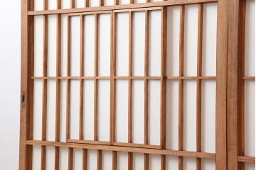 アンティーク建具　和製アンティーク　昭和中期　腰板ケヤキ材　上手物!和の趣たっぷりの障子戸2枚セット(引き戸、障子戸)(R-043937)