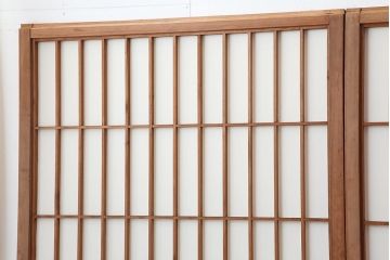 アンティーク建具　和製アンティーク　昭和中期　腰板ケヤキ材　上手物!和の趣たっぷりの障子戸4枚セット(引き戸、障子戸)(R-043938)