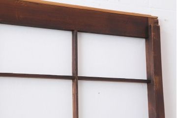 アンティーク建具　和製アンティーク　明治大正期　腰板に縦桟が印象的な障子戸2枚セット(引き戸)(R-043939)