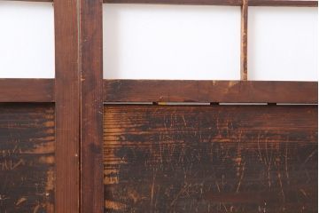 アンティーク建具　和製アンティーク　明治大正期　腰板に縦桟が印象的な障子戸2枚セット(引き戸)(R-043939)