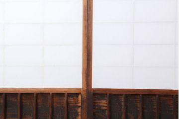 アンティーク建具　和製アンティーク　明治大正期　腰板に縦桟が印象的な障子戸2枚セット(引き戸)(R-043939)