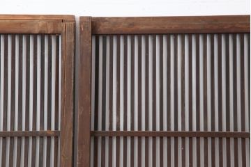 アンティーク建具　大正期　激レア!スライド式の障子が付いた格子戸4枚セット(引き戸、障子戸)(R-043940)