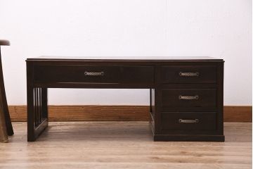 レトロ家具　和製アンティーク　味わい深い木肌が魅力の文机(片袖机、ローテーブル、座卓)(R-043942)