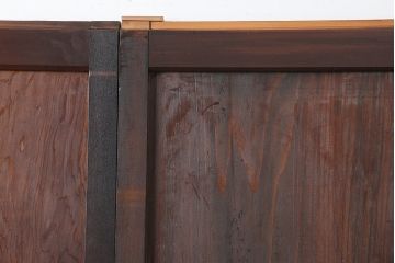 アンティーク建具　明治大正期　凛とした佇まいの帯戸2枚セット(格子戸、引き戸、障子戸)(R-043943)