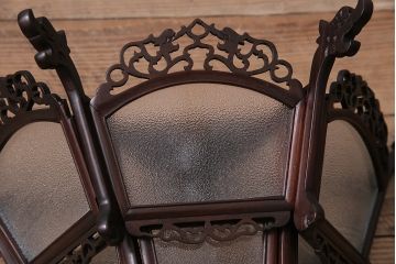 アンティーク照明　和製アンティーク　激レア　紫檀(シタン)材　大正ロマン香る優美なウォールランプ(壁掛け照明、壁付け照明)(R-043944)