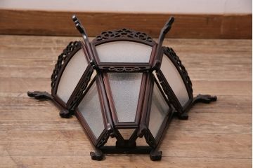 アンティーク照明　和製アンティーク　激レア　紫檀(シタン)材　大正ロマン香る優美なウォールランプ(壁掛け照明、壁付け照明)(R-043944)