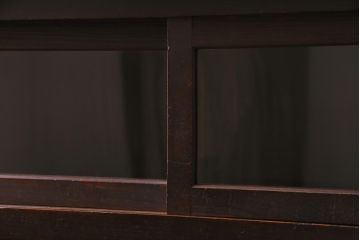 アンティーク家具　ヒノキ材　脚付きリメイク　古い木の質感が味わい深いキャビネット(サイドボード、収納棚、ガラス戸棚)(R-043948)