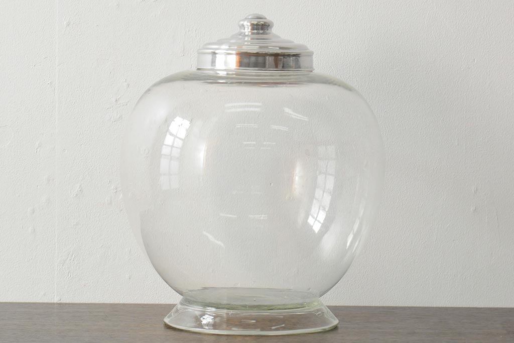 レトロ雑貨　昭和レトロ　丸いフォルムが愛らしい地球瓶(ガラス瓶、ガラスビン)(R-043950)
