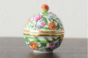 中古　ハンガリー　HEREND(ヘレンド)　ファンタジーコレクション　小物入れ3点セット(ボンボン入れ、西洋陶磁器)(R-043955)