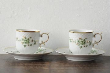 中古　ハンガリー　HOLLOHAZA(ホロハーザ)　Pannonia(パノニア)　カップ&ソーサー2客セット(洋食器)(R-043957)