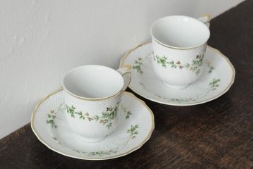 中古　ハンガリー　HOLLOHAZA(ホロハーザ)　Pannonia(パノニア)　カップ&ソーサー2客セット(洋食器)(R-043957)