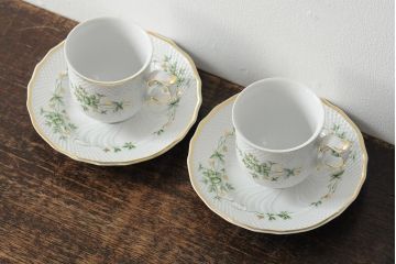 中古　ハンガリー　HOLLOHAZA(ホロハーザ)　Pannonia(パノニア)　カップ&ソーサー2客セット(洋食器)(R-043957)