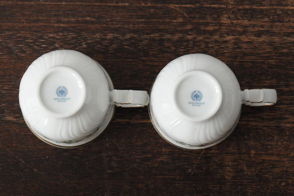 中古　ハンガリー　HOLLOHAZA(ホロハーザ)　Pannonia(パノニア)　カップ&ソーサー2客セット(洋食器)(R-043957)