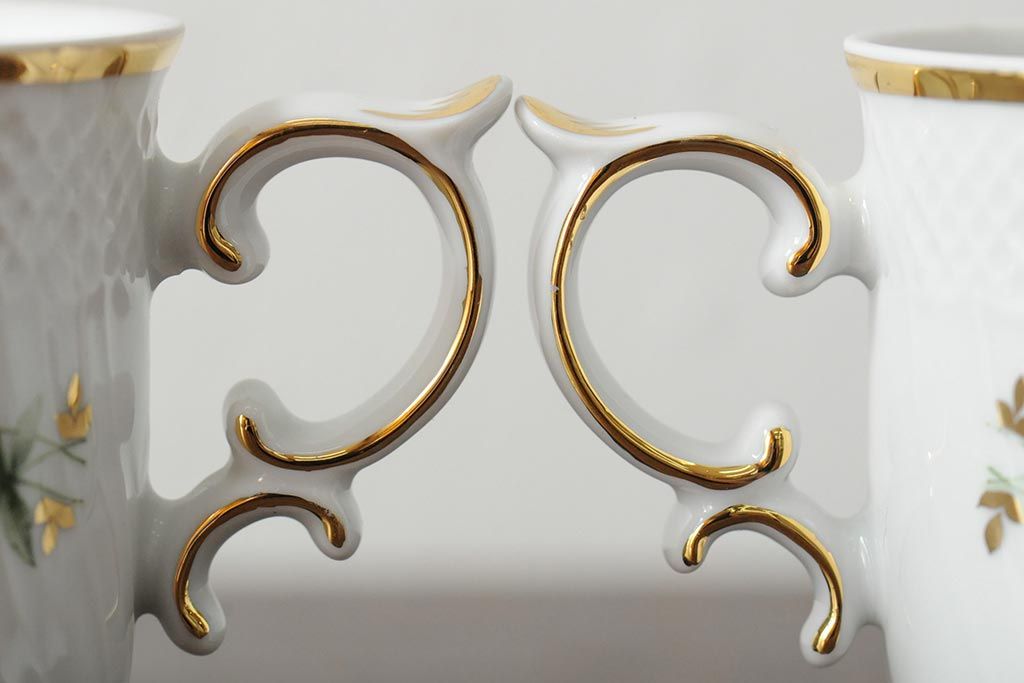 中古　ハンガリー　HOLLOHAZA(ホロハーザ)　Pannonia(パノニア)　カップ&ソーサー2客セット(洋食器)(R-043957)