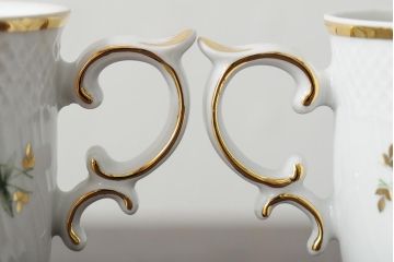 中古　ハンガリー　HOLLOHAZA(ホロハーザ)　Pannonia(パノニア)　カップ&ソーサー2客セット(洋食器)(R-043957)