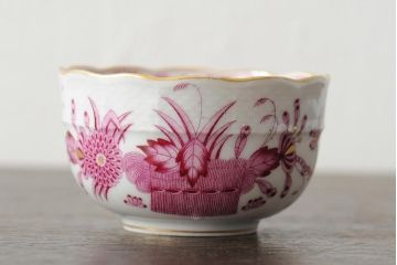 中古　ハンガリー　HEREND(ヘレンド)　インドの華ピンク　カップ&ソーサー(西洋陶磁器)(R-043960)