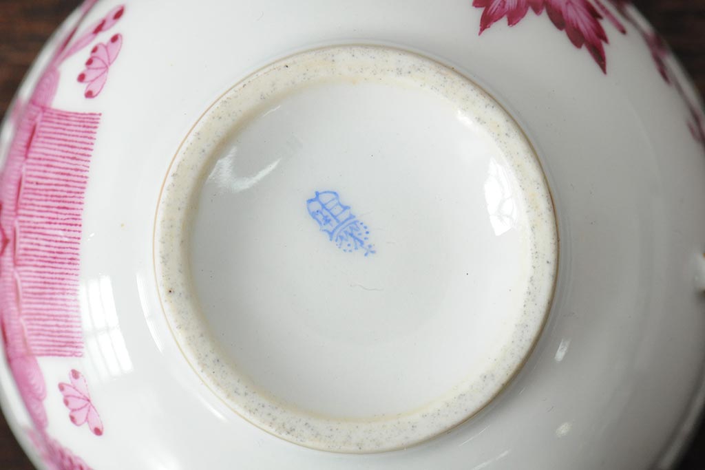 中古　ハンガリー　HEREND(ヘレンド)　インドの華ピンク　カップ&ソーサー(西洋陶磁器)(R-043960)