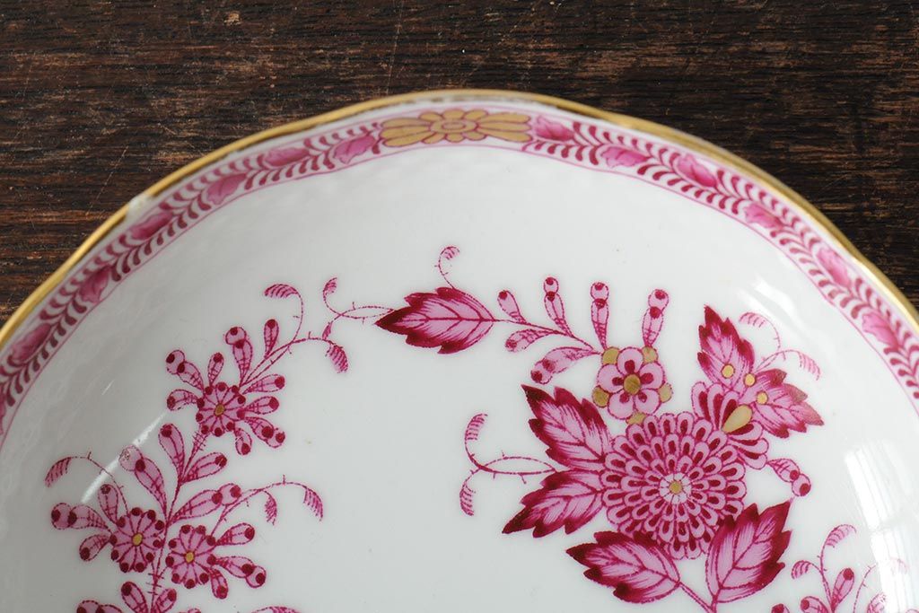 中古　ハンガリー　HEREND(ヘレンド)　インドの華ピンク　カップ&ソーサー(西洋陶磁器)(R-043960)