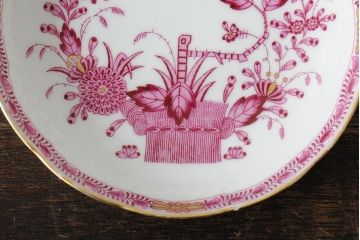 中古　ハンガリー　HEREND(ヘレンド)　インドの華ピンク　カップ&ソーサー(西洋陶磁器)(R-043960)