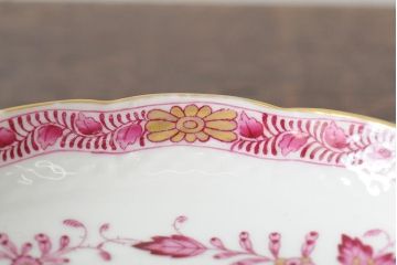 中古　ハンガリー　HEREND(ヘレンド)　インドの華ピンク　カップ&ソーサー(西洋陶磁器)(R-043960)