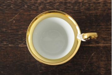 中古　MEISSEN(マイセン)　ピンクローズ　スワンハンドル　コーヒカップ&ソーサー(西洋陶磁器)(R-043962)