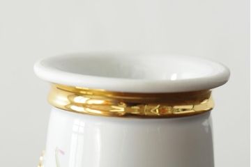 中古　MEISSEN(マイセン)　ピンクローズ　スワンハンドル　コーヒカップ&ソーサー(西洋陶磁器)(R-043962)