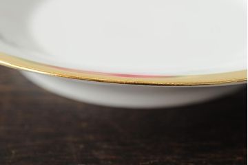 中古　MEISSEN(マイセン)　ピンクローズ　スワンハンドル　コーヒカップ&ソーサー(西洋陶磁器)(R-043962)