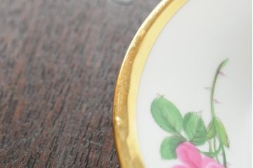 中古　MEISSEN(マイセン)　ピンクローズ　スワンハンドル　コーヒカップ&ソーサー(西洋陶磁器)(R-043962)