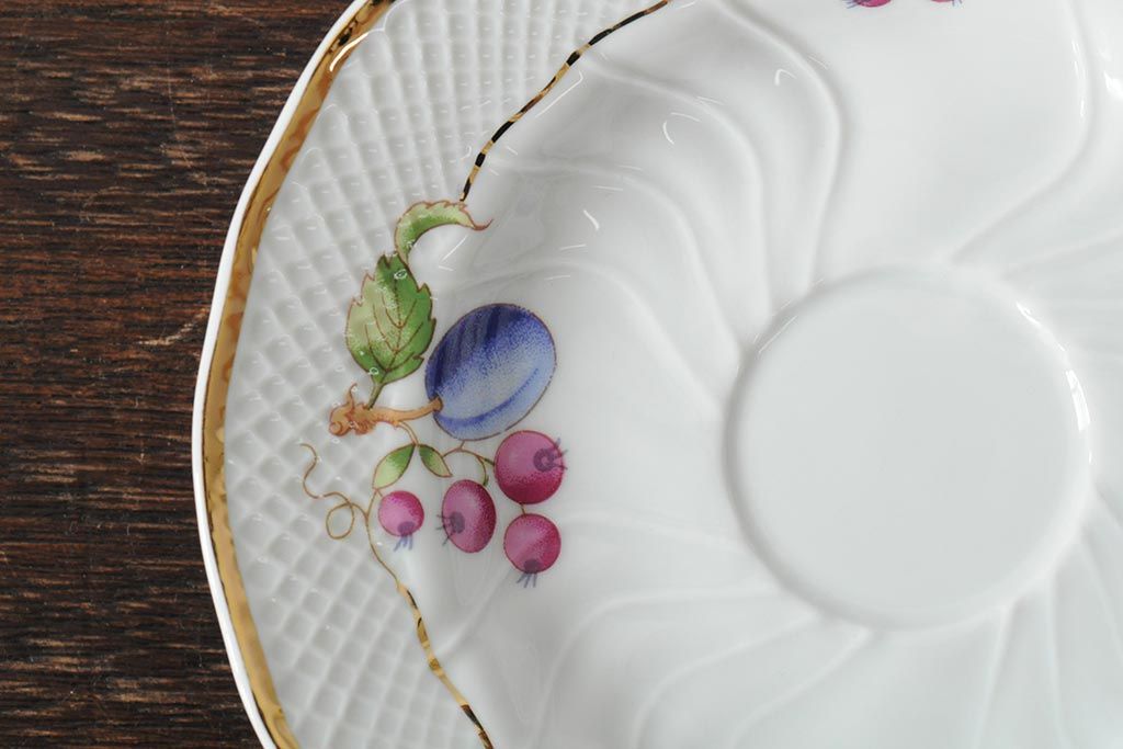 中古　ハンガリー　HOLLOHAZA(ホロハーザ)　Pannonia(パノニア)　木の実　カップ&ソーサー2客セット(洋食器)(R-043964)