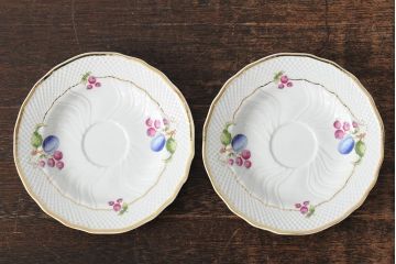 中古　ハンガリー　HOLLOHAZA(ホロハーザ)　Pannonia(パノニア)　木の実　カップ&ソーサー2客セット(洋食器)(R-043964)