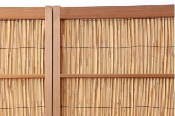 アンティーク建具　昭和中期　竹細工がおしゃれな御簾戸4枚セット(簾戸、簀戸、葭戸、夏障子、夏戸、葦戸)(R-043965)