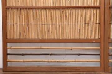 アンティーク建具　昭和中期　竹細工がおしゃれな御簾戸4枚セット(簾戸、簀戸、葭戸、夏障子、夏戸、葦戸)(R-043965)