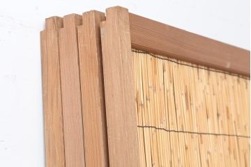 アンティーク建具　昭和中期　竹細工がおしゃれな御簾戸4枚セット(簾戸、簀戸、葭戸、夏障子、夏戸、葦戸)(R-043965)