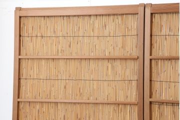 アンティーク建具　昭和中期　竹細工がおしゃれな御簾戸4枚セット(簾戸、簀戸、葭戸、夏障子、夏戸、葦戸)(R-043965)