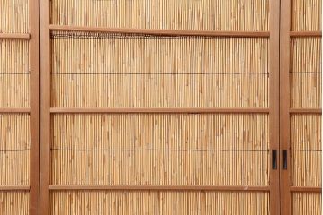 アンティーク建具　昭和中期　竹細工がおしゃれな御簾戸4枚セット(簾戸、簀戸、葭戸、夏障子、夏戸、葦戸)(R-043965)