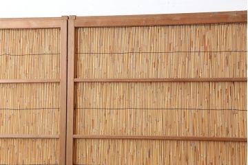 アンティーク建具　昭和中期　竹細工がおしゃれな御簾戸4枚セット(簾戸、簀戸、葭戸、夏障子、夏戸、葦戸)(R-043966)
