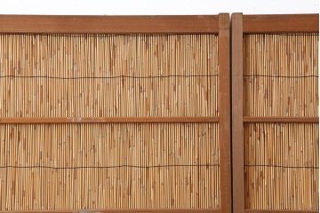 アンティーク建具　昭和中期　竹細工がおしゃれな御簾戸4枚セット(簾戸、簀戸、葭戸、夏障子、夏戸、葦戸)(R-043966)