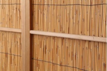 アンティーク建具　昭和中期　竹細工がおしゃれな御簾戸4枚セット(簾戸、簀戸、葭戸、夏障子、夏戸、葦戸)(R-043966)