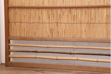 アンティーク建具　昭和中期　竹細工がおしゃれな御簾戸4枚セット(簾戸、簀戸、葭戸、夏障子、夏戸、葦戸)(R-043966)