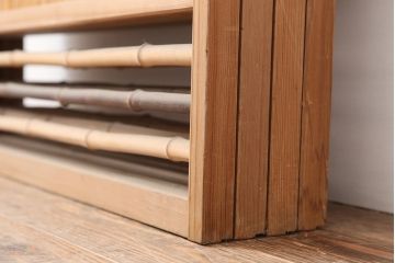 アンティーク建具　昭和中期　竹細工がおしゃれな御簾戸4枚セット(簾戸、簀戸、葭戸、夏障子、夏戸、葦戸)(R-043966)