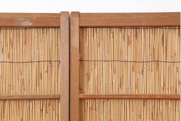 アンティーク建具　昭和中期　竹細工がおしゃれな御簾戸4枚セット(簾戸、簀戸、葭戸、夏障子、夏戸、葦戸)(R-043966)