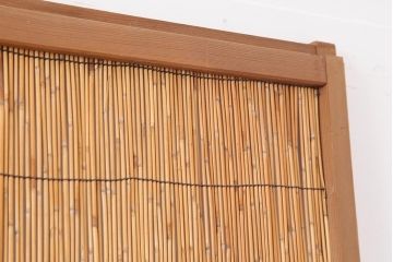 アンティーク建具　昭和中期　竹細工がおしゃれな御簾戸4枚セット(簾戸、簀戸、葭戸、夏障子、夏戸、葦戸)(R-043966)