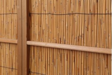 アンティーク建具　昭和中期　竹細工がおしゃれな御簾戸4枚セット(簾戸、簀戸、葭戸、夏障子、夏戸、葦戸)(R-043966)