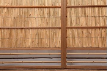 アンティーク建具　昭和中期　竹細工がおしゃれな御簾戸4枚セット(簾戸、簀戸、葭戸、夏障子、夏戸、葦戸)(R-043966)