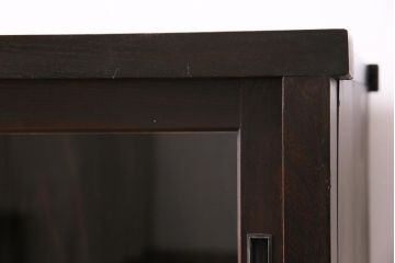 アンティーク家具　大正昭和初期　鉄脚付きリメイク　古い木の質感が味わい深いキャビネット(サイドボード、収納棚、ガラス戸棚)(R-043967)
